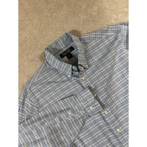 Brooks Brothers Country Club 100 Pima Cotton Blue Plaid Button Down Flawless‎